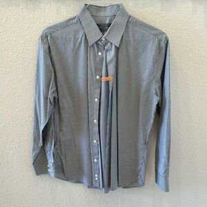 John Varvatos slim fit gray and white striped dress shirt